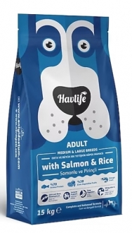 Havlife Somonlu ve Pirinçli Orta ve Büyük Irk Yetişkin 15 kg Köpek Maması