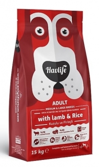 Havlife Kuzulu ve Pirinçli Orta ve Büyük Irk Yetişkin 15 kg Köpek Maması