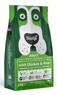 Havlife Tavuklu ve Pirinçli Orta ve Büyük Irk Yetişkin 3 kg Köpek Maması