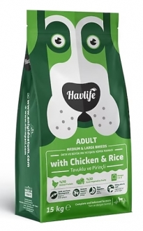 Havlife Tavuklu ve Pirinçli Orta ve Büyük Irk Yetişkin 15 kg Köpek Maması