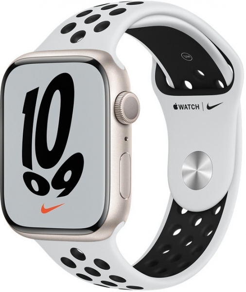 Apple Watch Nike Series 7 45mm Yıldız Işığı Alüminyum Kasa ve Nike Spor Kordon Akıllı Saat