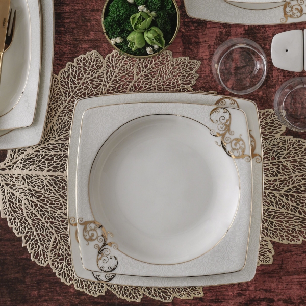 Güral Porselen Caroline Kare Bone GBSCR85KYT8405430 85 Parça Yemek Takımı