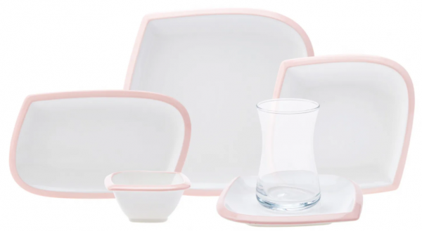 Karaca Tiny Pink Rim 26 Parça Kahvaltı Takımı