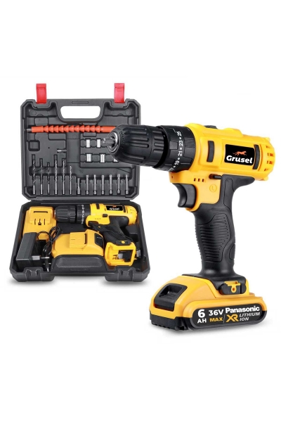 Grusel 36 V 6 Ah Akülü Vidalama (Sarı)