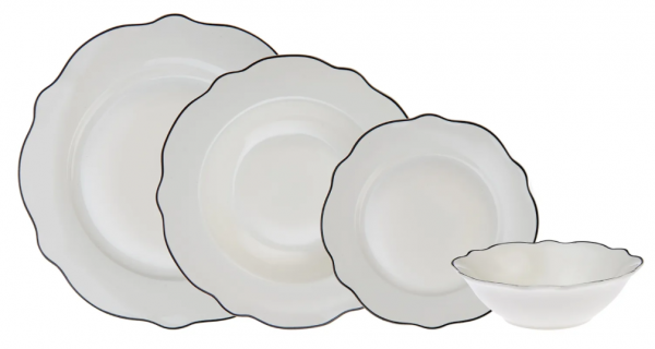 Karaca Almond Black Line 24 Parça Yemek Takımı