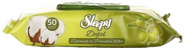 Sleepy Doğal Zeytinyağı ve Pamuksu Lifler Islak Havlu (50 Yaprak)