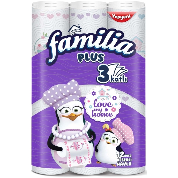Familia Plus Desenli Kağıt Havlu 12 Rulo (12 Rulo)