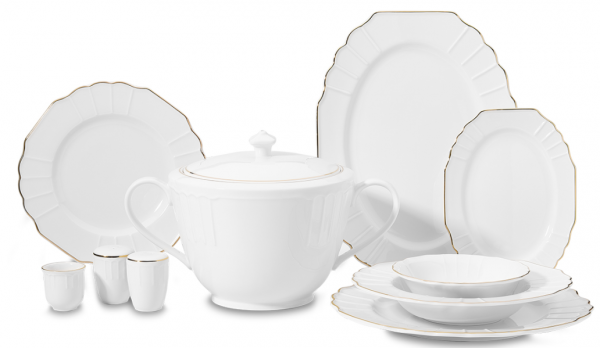 Korkmaz Flavio Collection Platin A8752 60 Parça Yemek Takımı