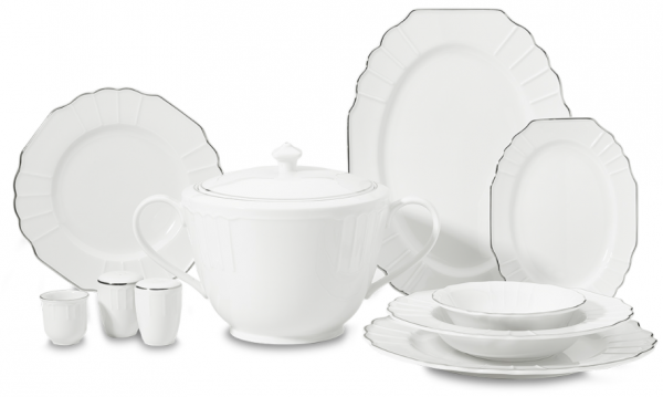 Korkmaz Flavio Collection Platin A8740 60 Parça Yemek Takımı