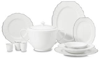 Korkmaz Flavio Collection Platin A8740 60 Parça Yemek Takımı