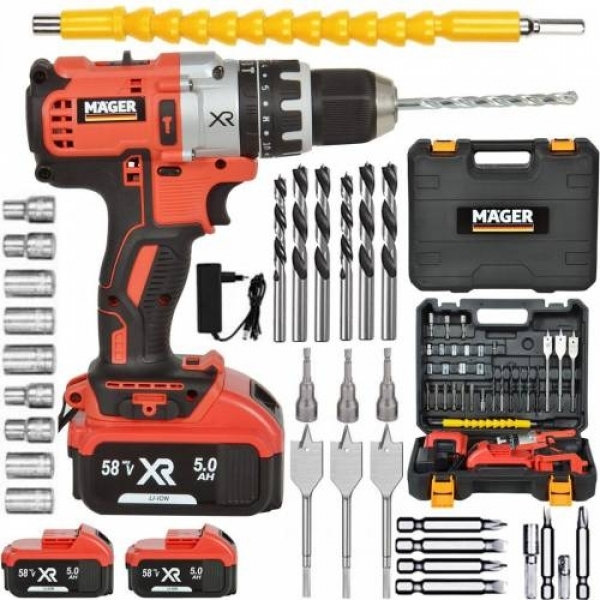Mager XR 58 V 5 Ah Akülü Matkap (Kırmızı)