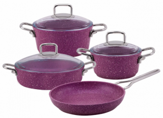 Emsan Premium 7 Parça Granit Violet Metal Tencere ve Tava Seti