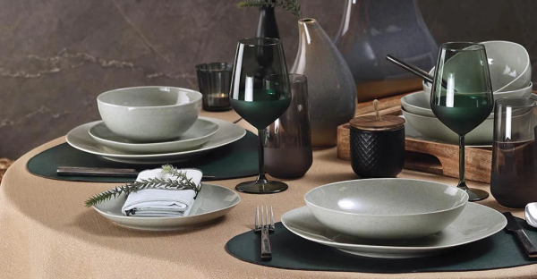 Kütahya Porselen Soho Pearl 03 24 Parça Yemek Takımı (Yeşil)