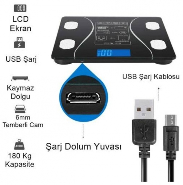 Reidan Supsecale Elektronik Tartı Vücut Analiz Cihazı Dijital Banyo Tartısı
