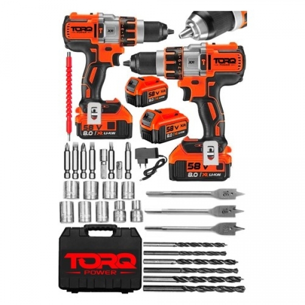 Torq Power XR 58 V 8 Ah Akülü Matkap (Kırmızı)
