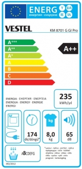 Vestel KM 8701 G GI PRO Isı Pompalı Kurutma Makinesi