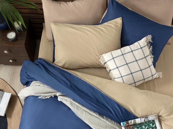 English Home Plain 200x220 cm (Lacivert / Bej)