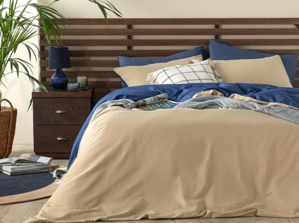 English Home Plain 200x220 cm (Lacivert / Bej)