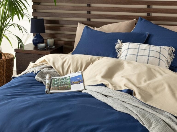 English Home Plain 200x220 cm (Lacivert / Bej)