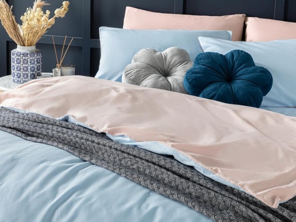 English Home Plain 200x220 cm (Mavi / Pudra)