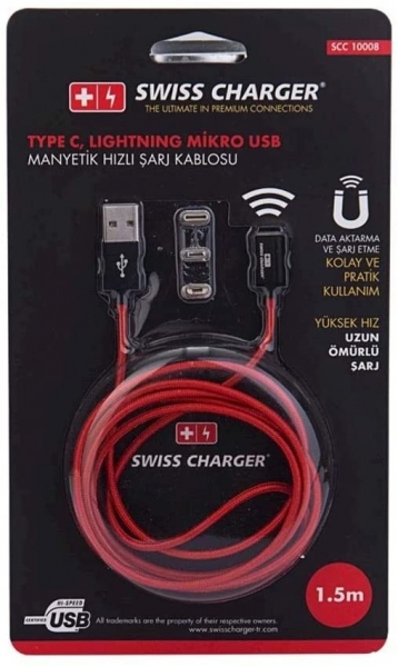 Swiss Charger Manyetik ‎ Şarj Kablosu
