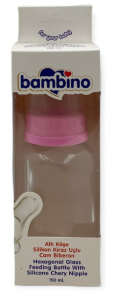 Bambino Altı Köşe Silikon Kiraz Uçlu Cam (150 ml)