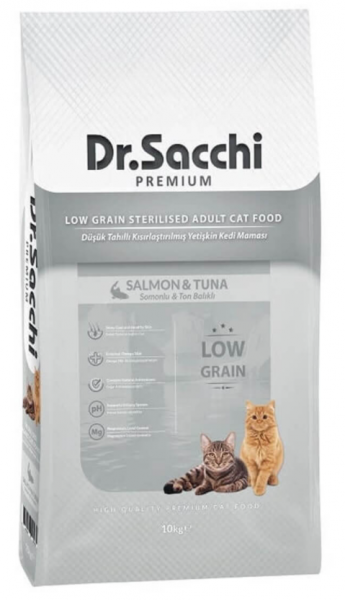 Dr.Sacchi Düşük Tahıllı Somonlu Kısırlaştırılmış 10 kg Kedi Maması