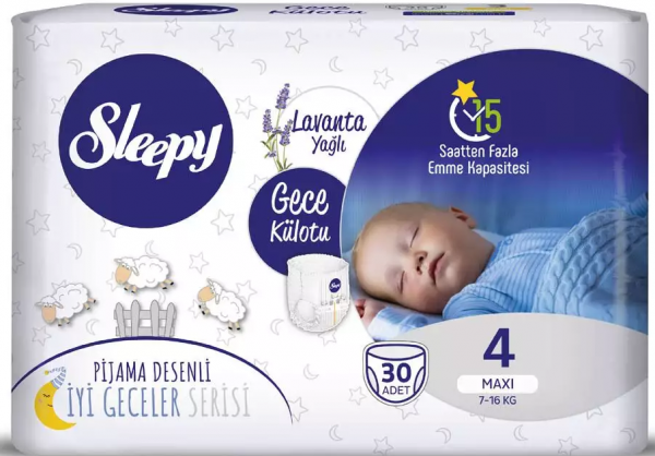 Sleepy Gece Külotu 4 Beden 30 Adet Bebek Bezi
