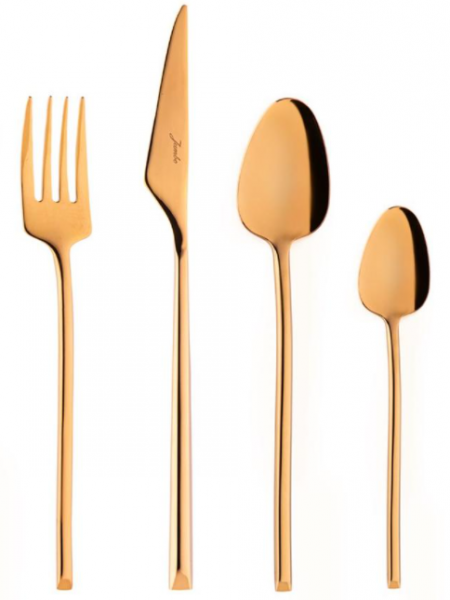 Jumbo 5500 Titanyum Bronz Tatlı 24 Parça Çatal Kaşık Bıçak Takımı