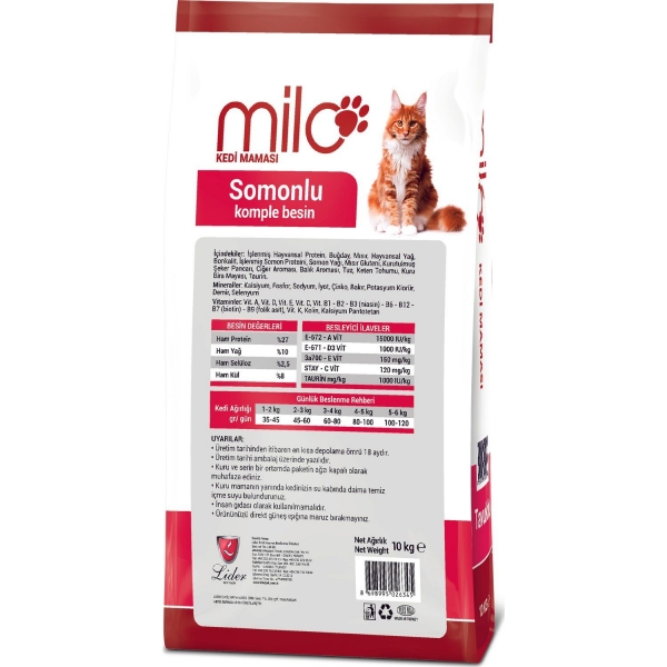 Milo Adult Somonlu 10 kg Kedi Maması