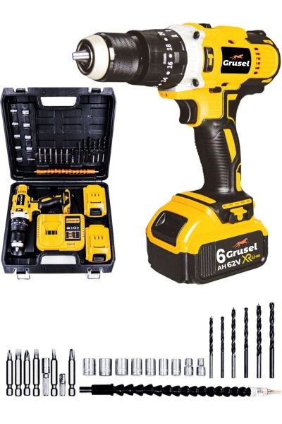 Grusel GRX 62 V 6 Ah Akülü Matkap (Sarı)