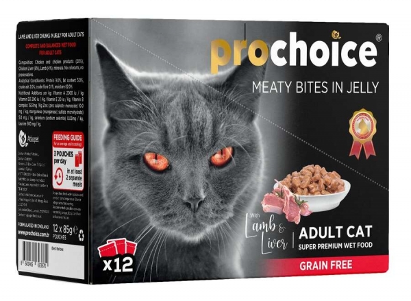 Pro Choice Kuzulu ve Ciğerli Tahılsız 85 gr Kedi Maması