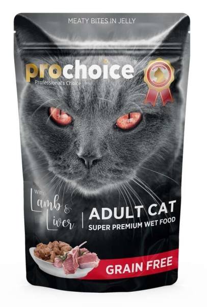 Pro Choice Pouch Kuzulu ve Ciğerli Tahılsız 85 gr Kedi Maması