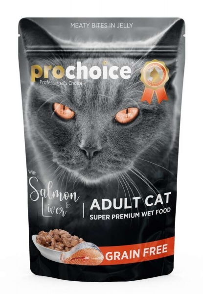 Pro Choice Pouch Somonlu ve Ciğerli Tahılsız 85 gr Kedi Maması