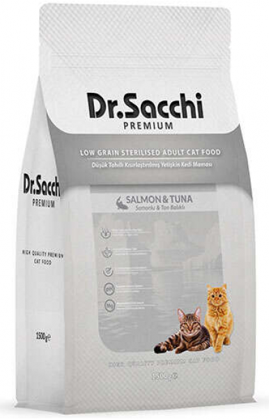 Dr.Sacchi Düşük Tahıllı Somon ve Ton Kısırlaştırılmış 1.5 kg Kedi Maması