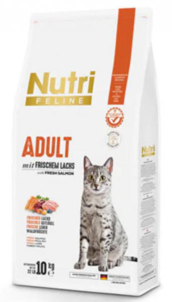 Nutri Feline Glutensiz Somonlu Düşük Tahıllı Yetişkin 10 kg Kedi Maması