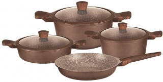 Taç Black Wood 7 Parça Döküm Tencere ve Tava Seti
