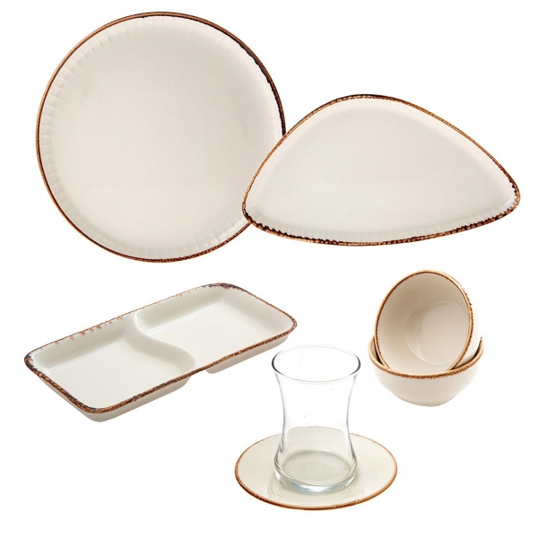 Jumbo Terracota Bej 25 Parça Kahvaltı Takımı
