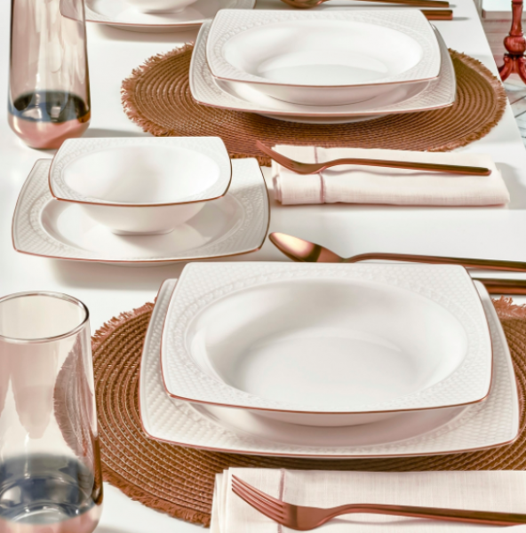 Güral Porselen Bonenjoy Copper Bakır 08Y130CP 8 Parça Yemek Takımı