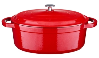 Leggno Flame Döküm Sığ Tencere 24 cm kırmızı