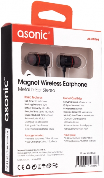 Asonic AS-XBK60 Kablosuz Kulaklık