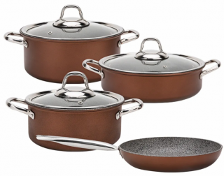 Jumbo Piedra Cooper 7 Parça Tencere ve Tava Seti