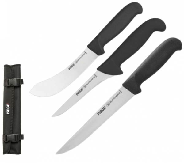 Pirge 35190 Butcher's Profesyonel Çantalı Kurban Bıçak Seti 3 Parça