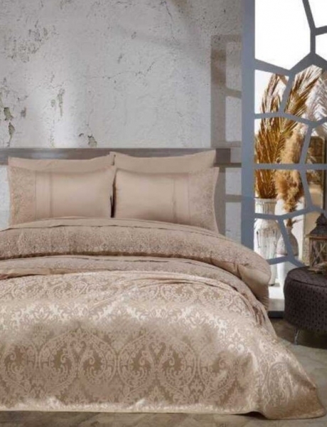 Soley Saten Glenna Cappuccino 200x220 cm (Açık Kahverengi)