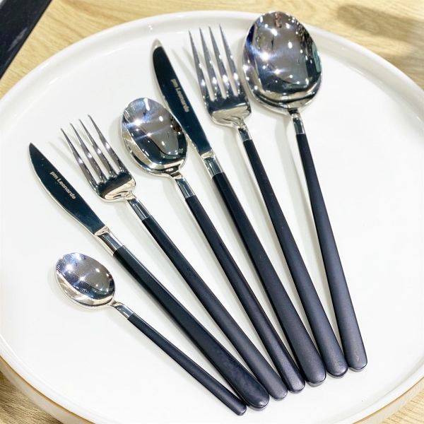 PM Leonardo Dali Platin Black 42 Parça Çatal Kaşık Bıçak Takımı