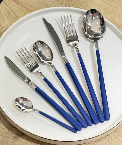 PM Leonardo Dali Platin Blue 42 Parça Çatal Kaşık Bıçak Takımı