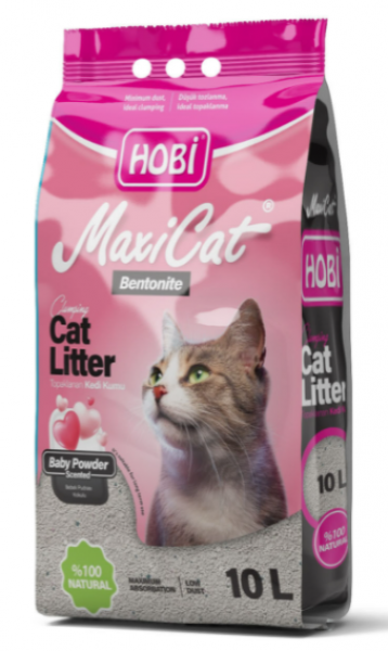 Hobi Maxicat Bebek Pudralı Bentonit 10 lt Kedi Kumu