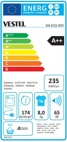 Vestel KM 8702 Wifi Isı Pompalı Kurutma Makinesi