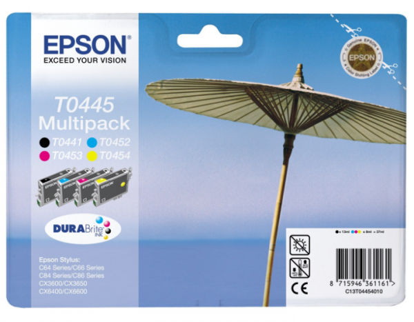 Epson T0445 Kartuş (Siyah / Sarı / Mavi / Kırmızı)