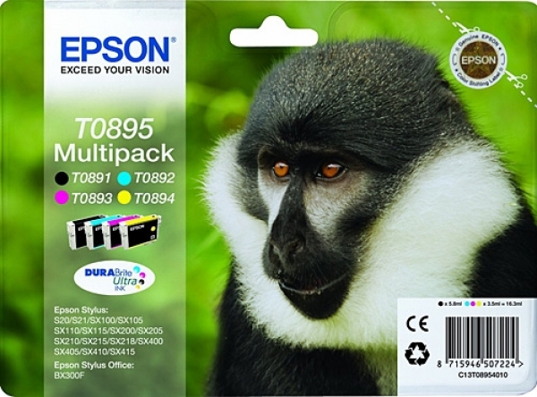 Epson T0895 Kartuş (Siyah / Sarı / Mavi / Kırmızı)